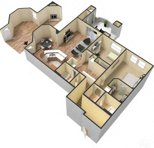 Floor plan for 2 beds, 2 baths, 1120 sqft